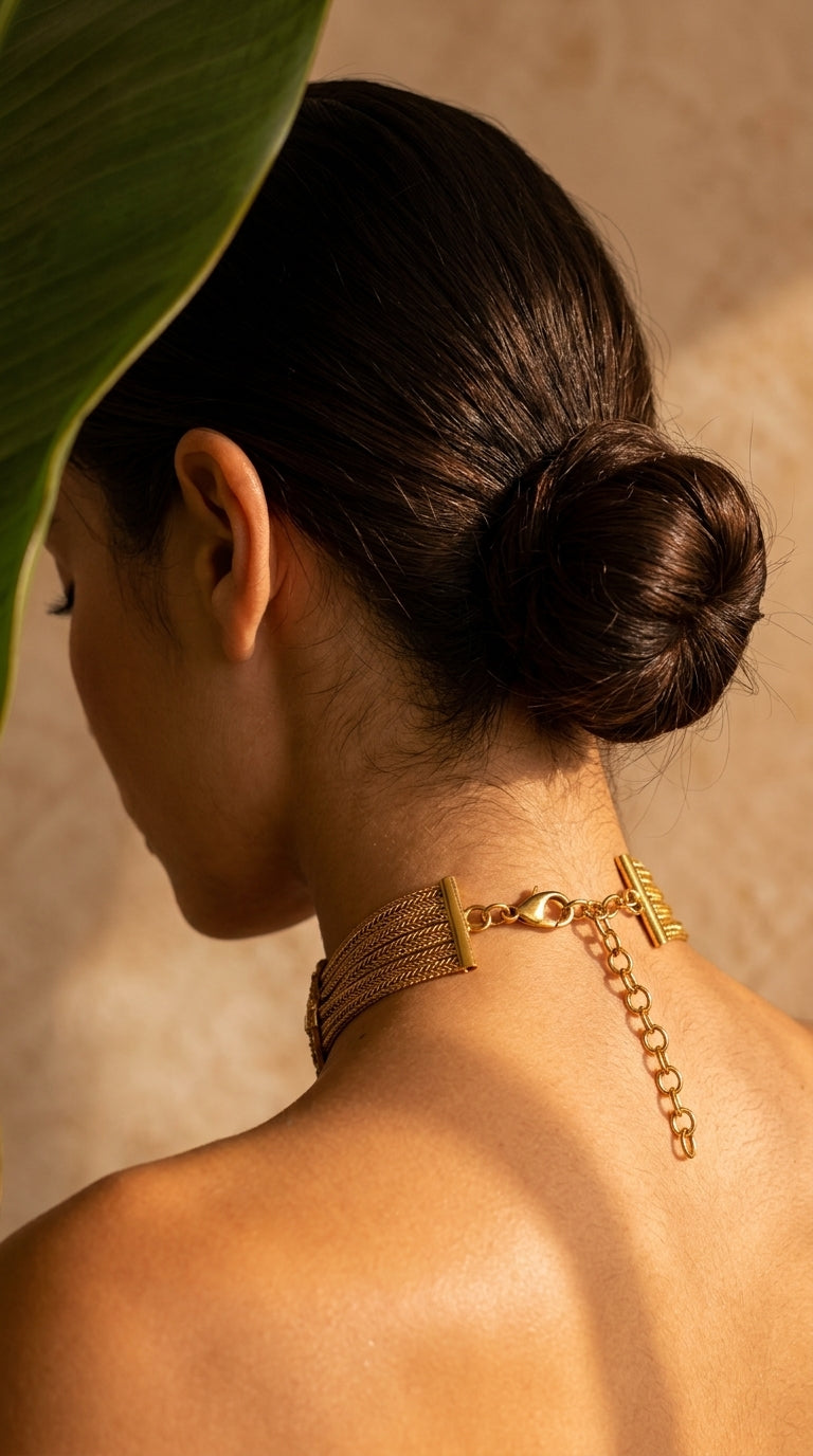 Ruby Radiance Art Deco Gold Choker Necklace