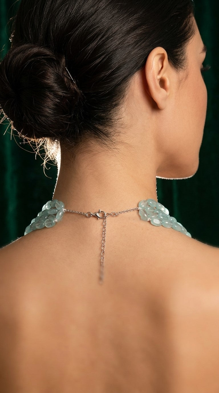Aquamarine Serenity Multi-Strand Statement Necklace