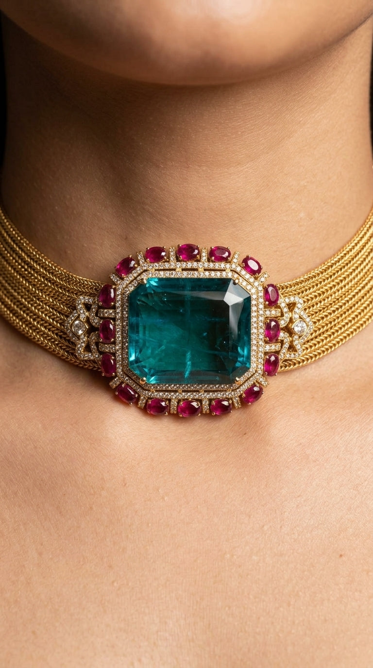 Emerald & Ruby Luxe Statement Choker