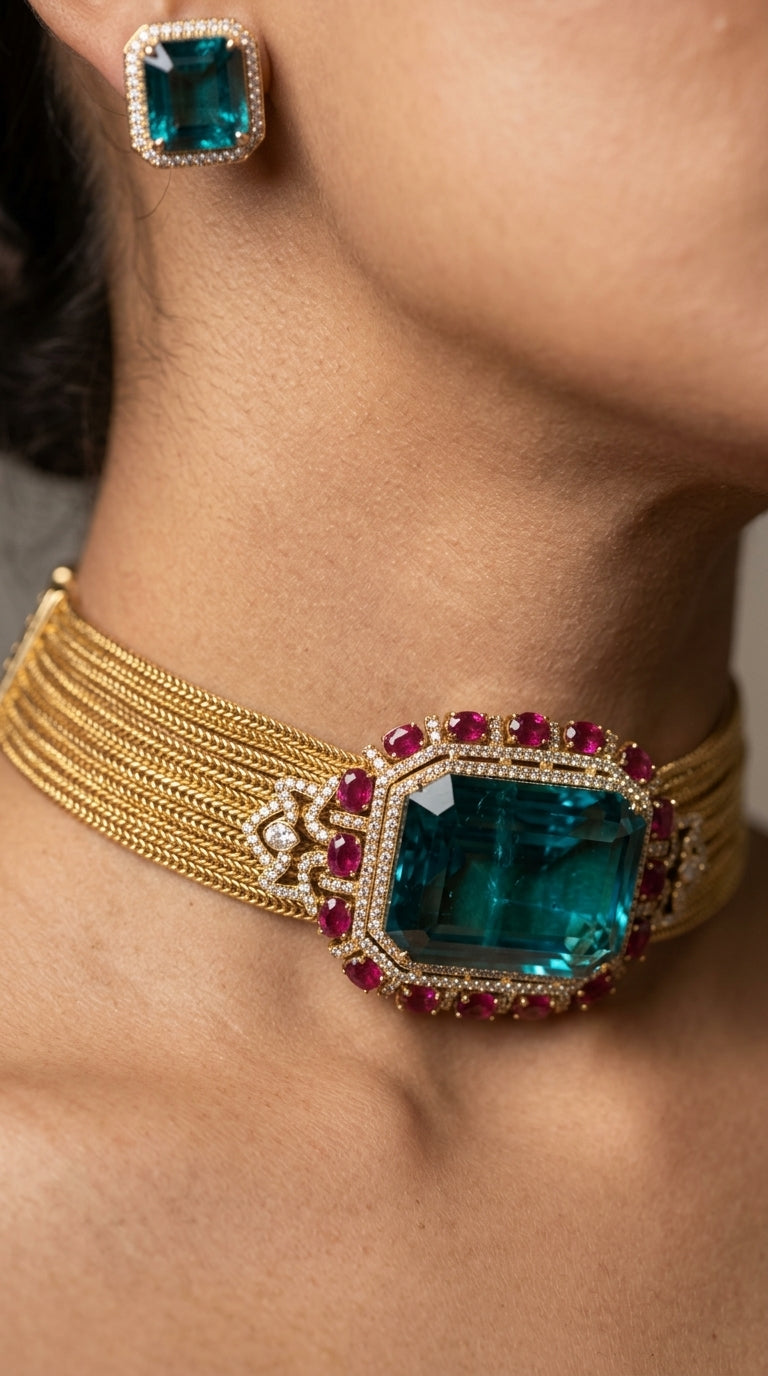 Emerald & Ruby Luxe Statement Choker