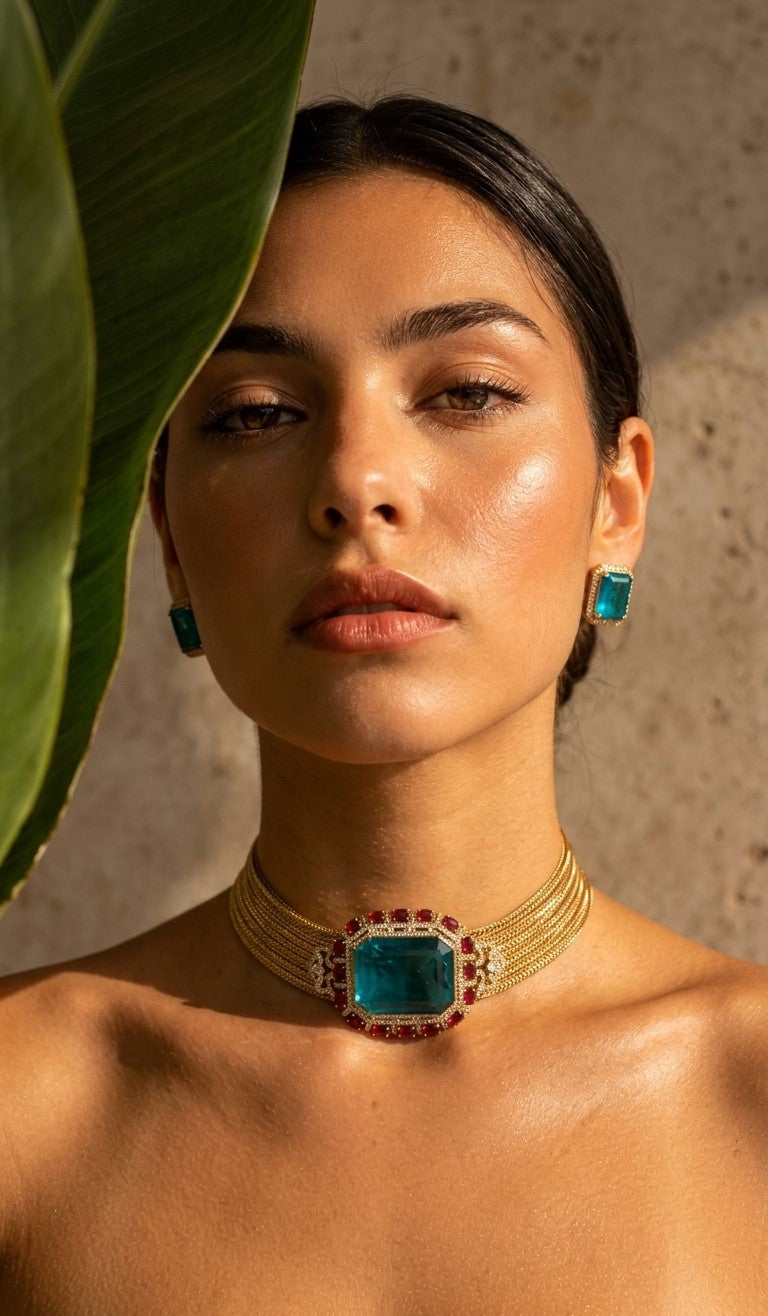 Emerald & Ruby Luxe Statement Choker