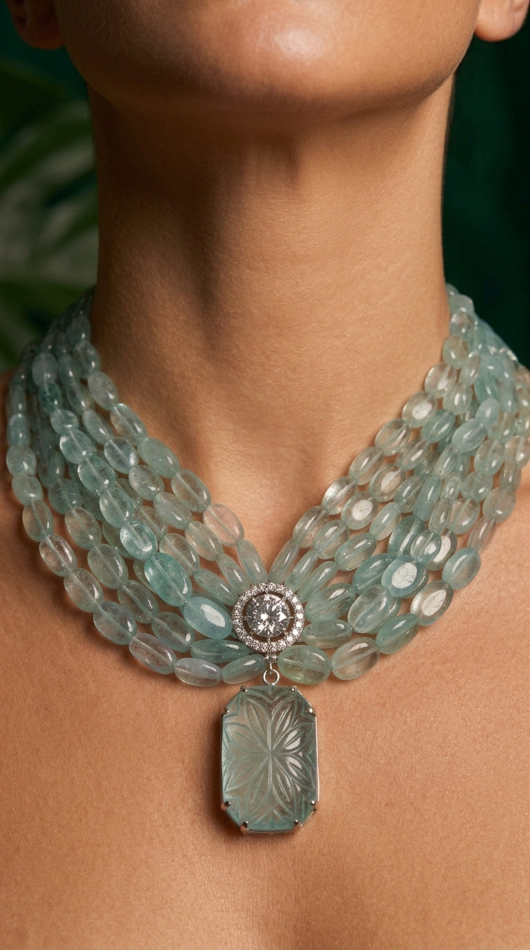Aquamarine Serenity Multi-Strand Statement Necklace