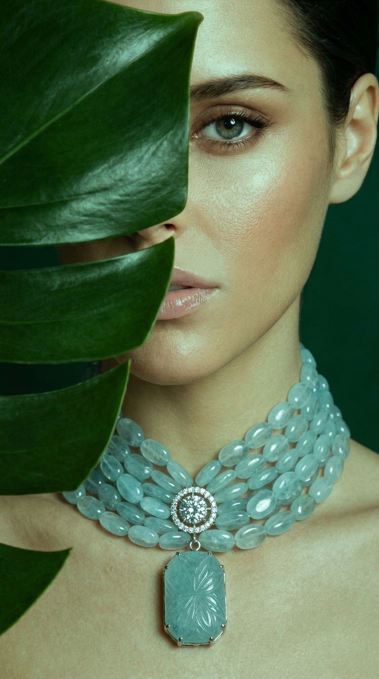 Aquamarine Serenity Multi-Strand Statement Necklace